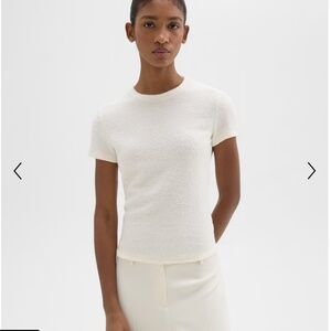 Theory Tiny Tee in Bouclé Jersey (Cream, Size S)